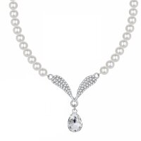 Halskette Perlen mit Kristall