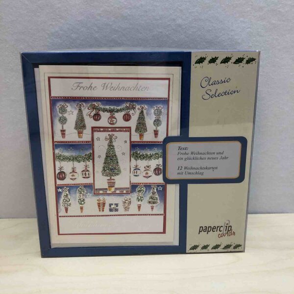 12 Weihnachtskarten mit Umschlag Blau