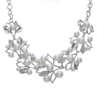 Halskette Blätter mit Perlen
